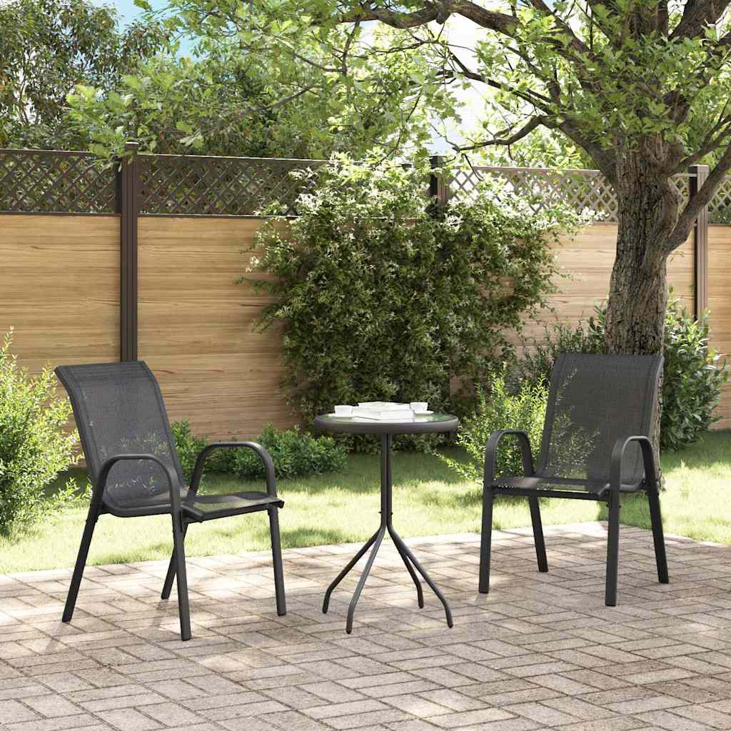 Garden Bistro Set 3 pcs Black Steel